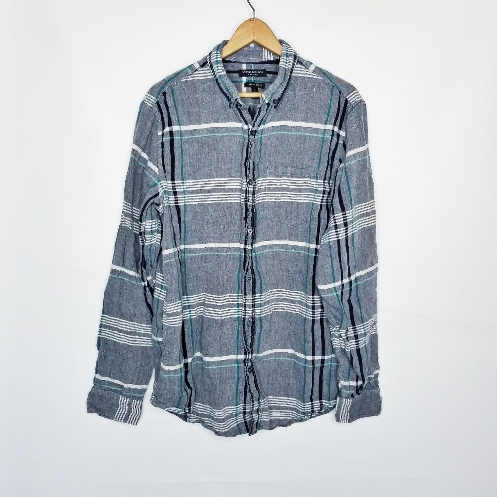 Banana Republic linen chambray men's dress Large
